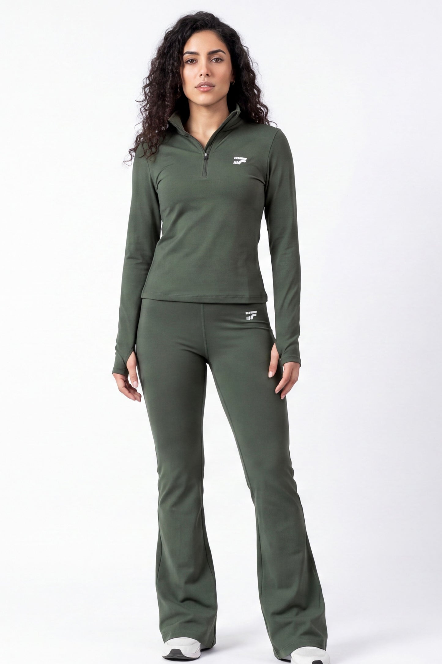 Soft Form Zip up Set -Army Green
