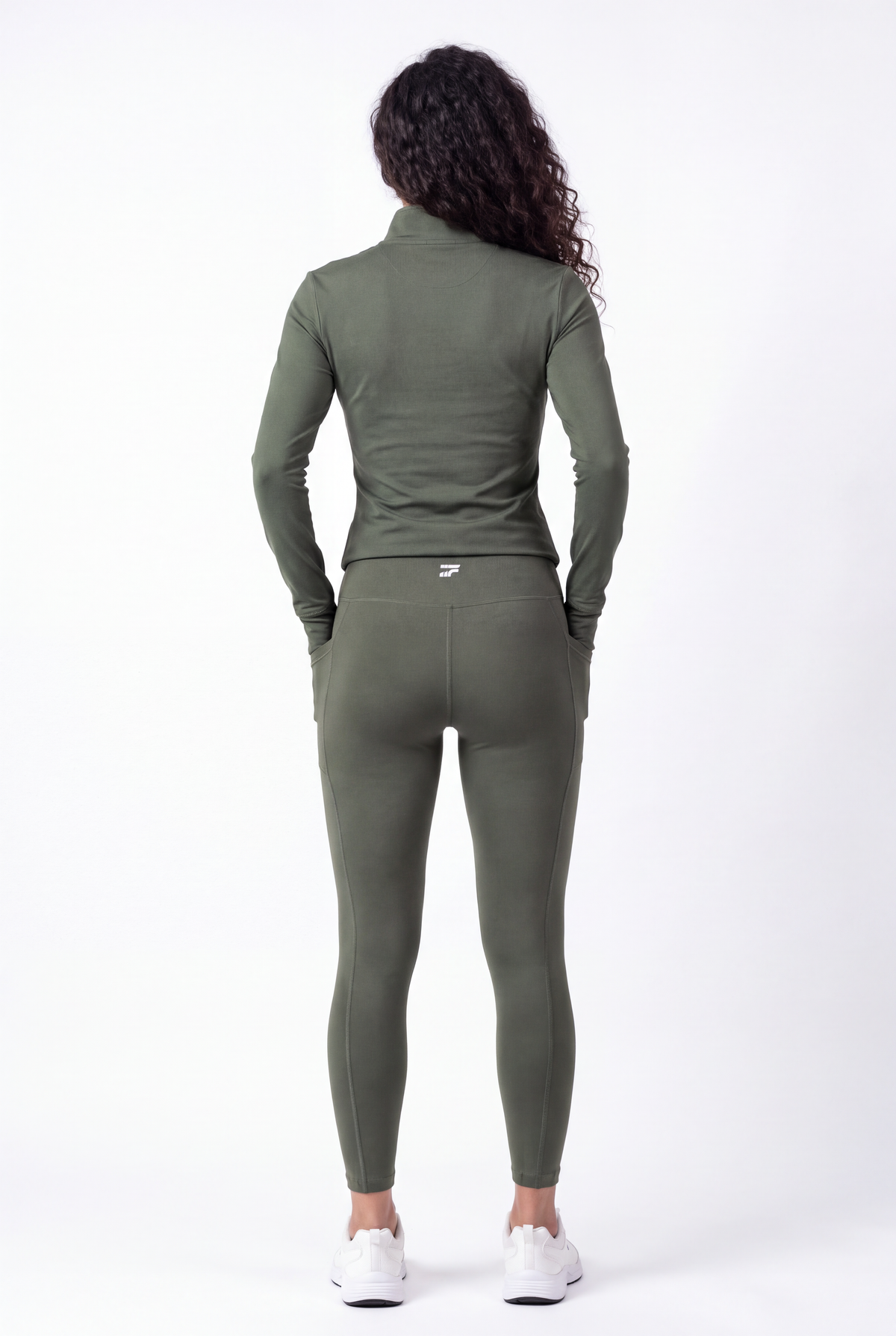 Soft Form Zip-Up Pocketed Set – Army green