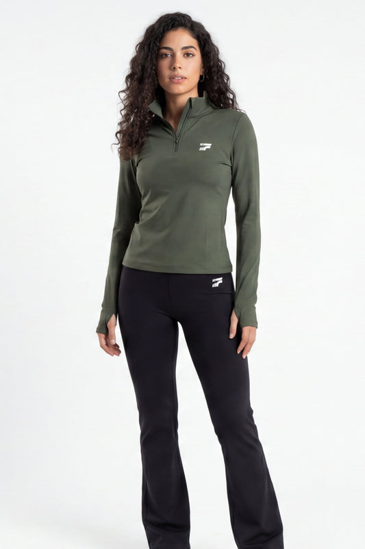 Soft Form Zip Up Set - Army green with Black