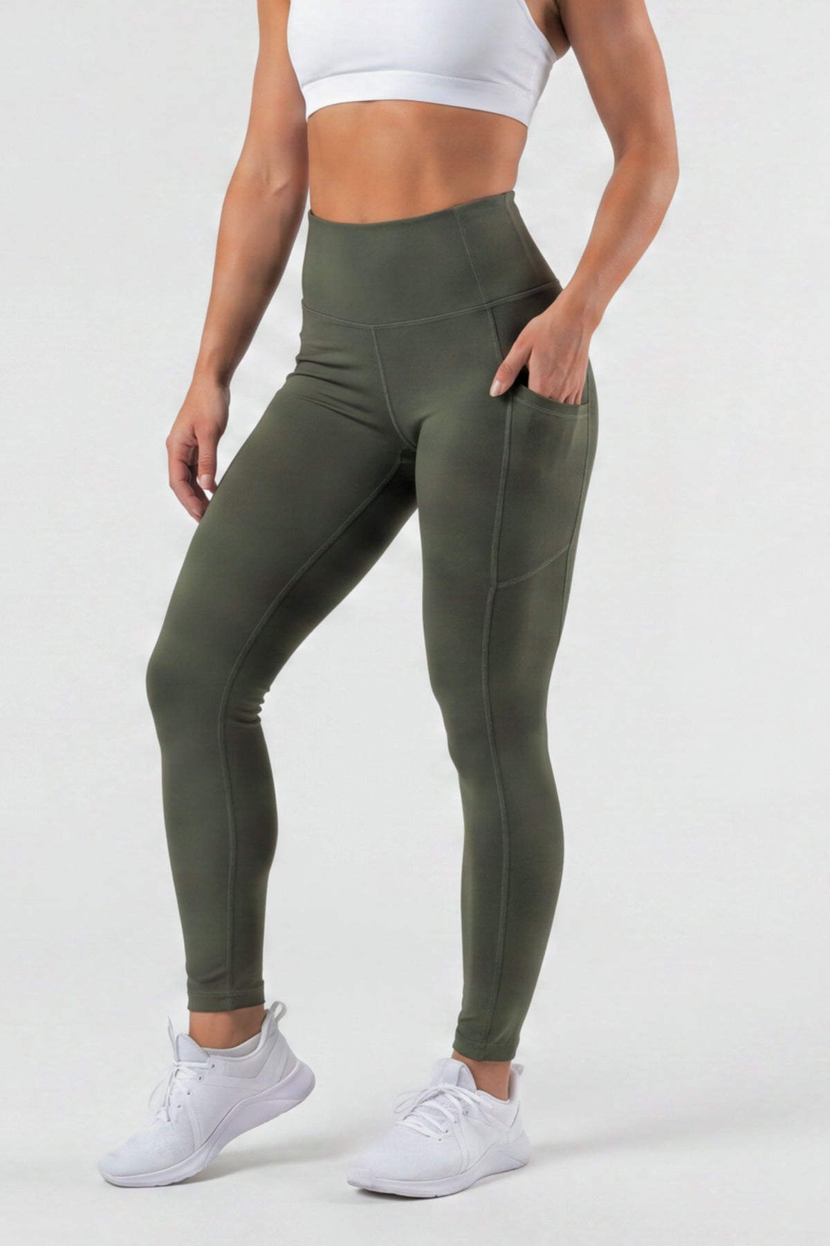 Soft Form Pocketed Leggings - Army green