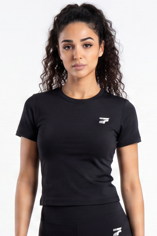 Soft Form Half Sleeve Top - Black
