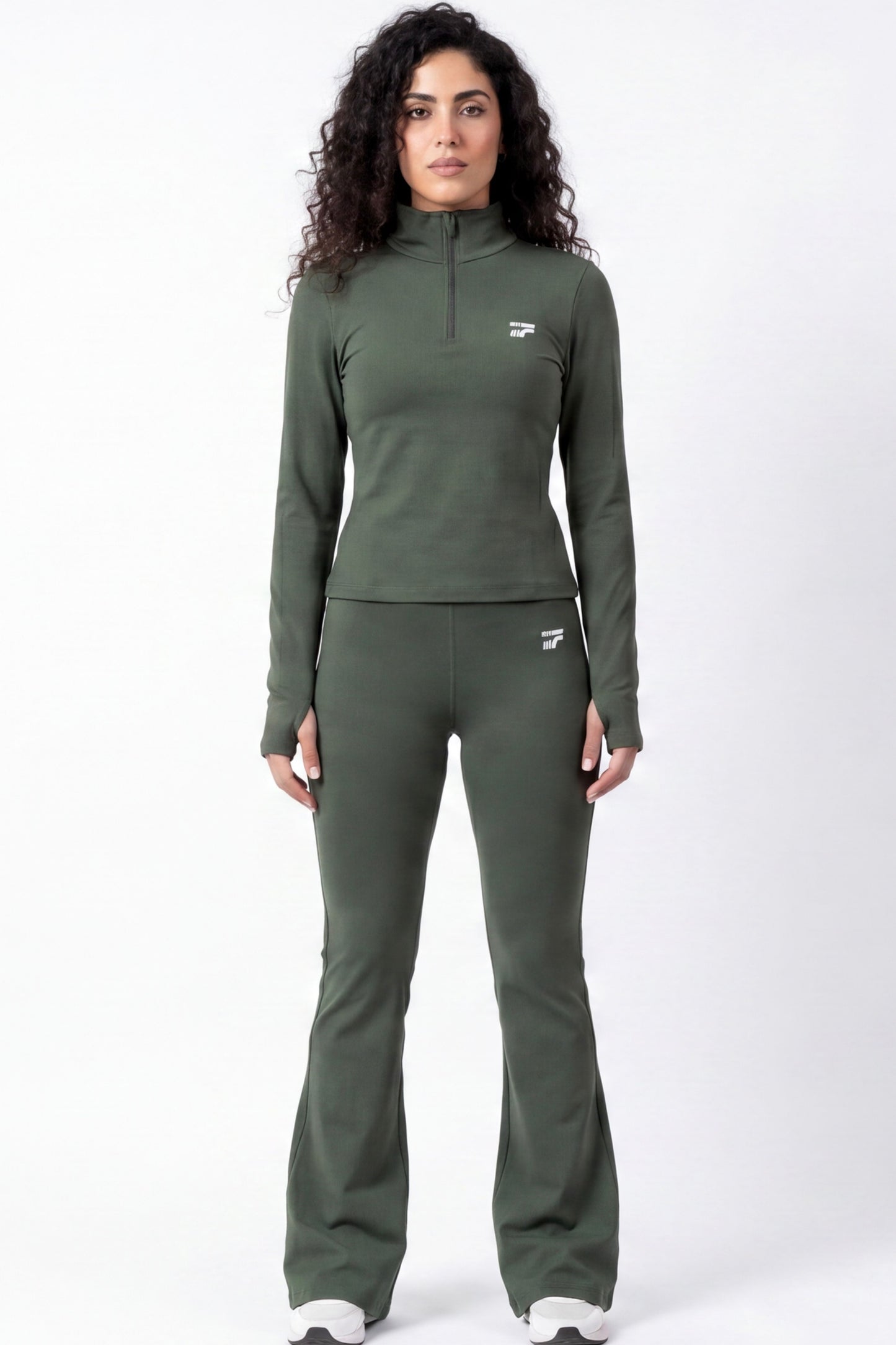 Soft Form Zip up Set -Army Green