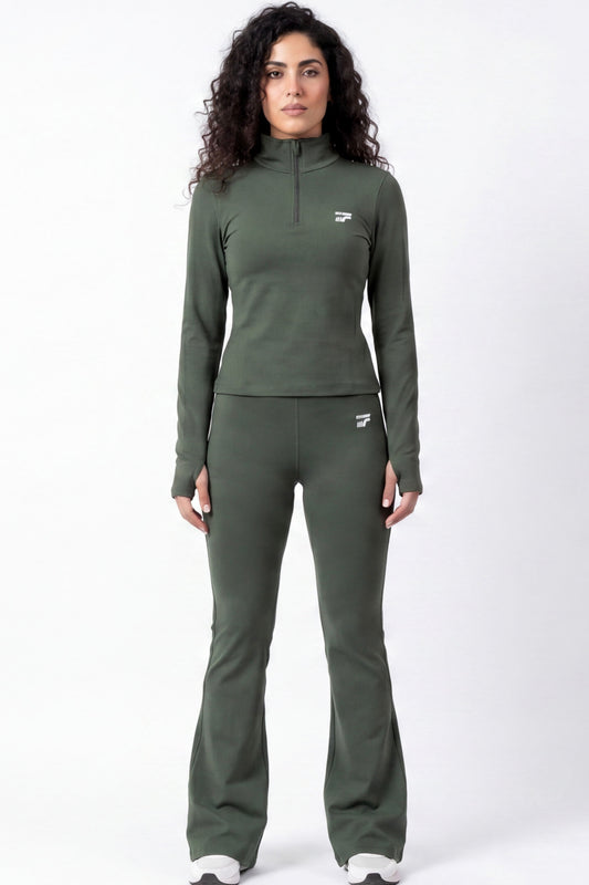 Soft Form Zip up Set -Army Green