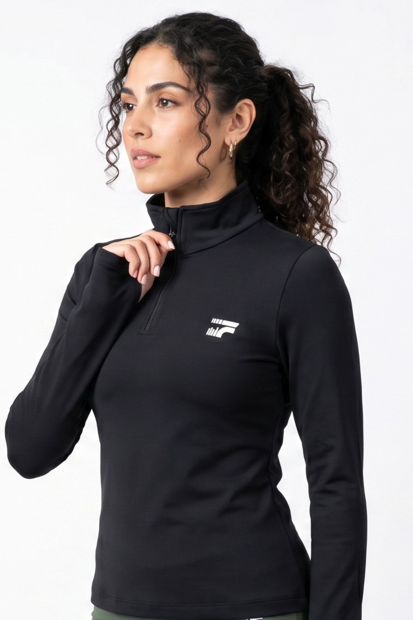 Soft Form Zip-Up Top -Black