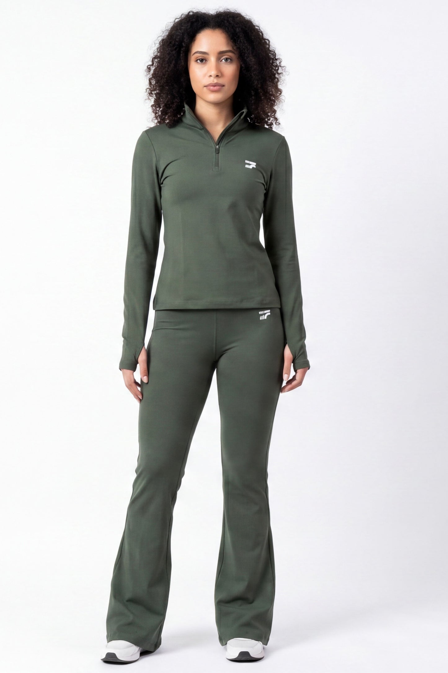 Soft Form Zip up Set -Army Green