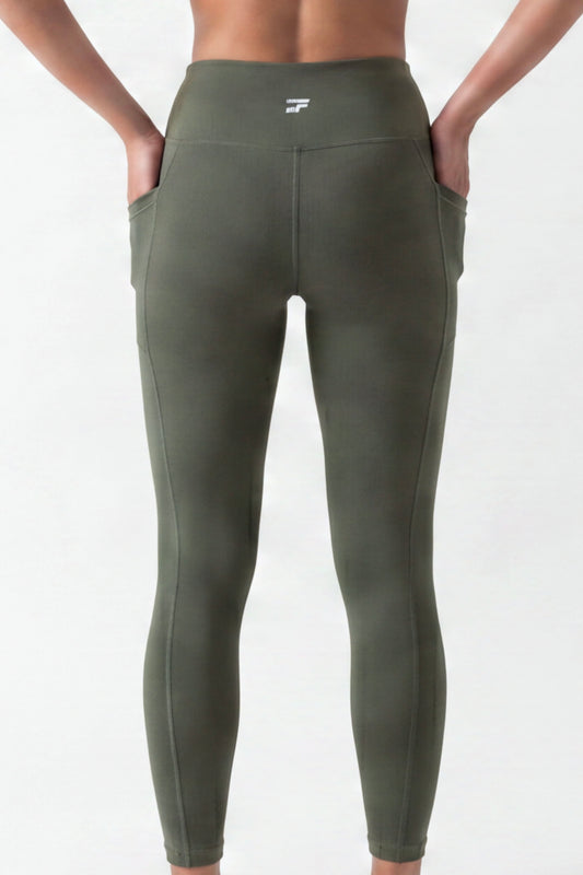 Soft Form Pocketed Leggings - Army green