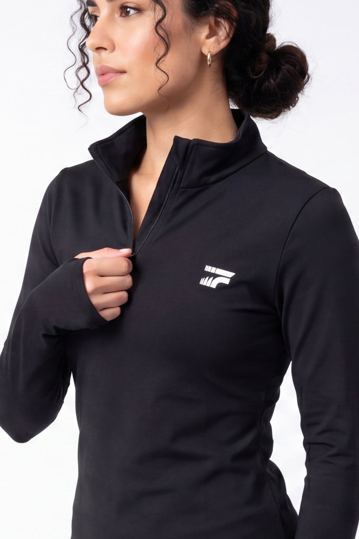 Soft Form Zip-Up Top -Black