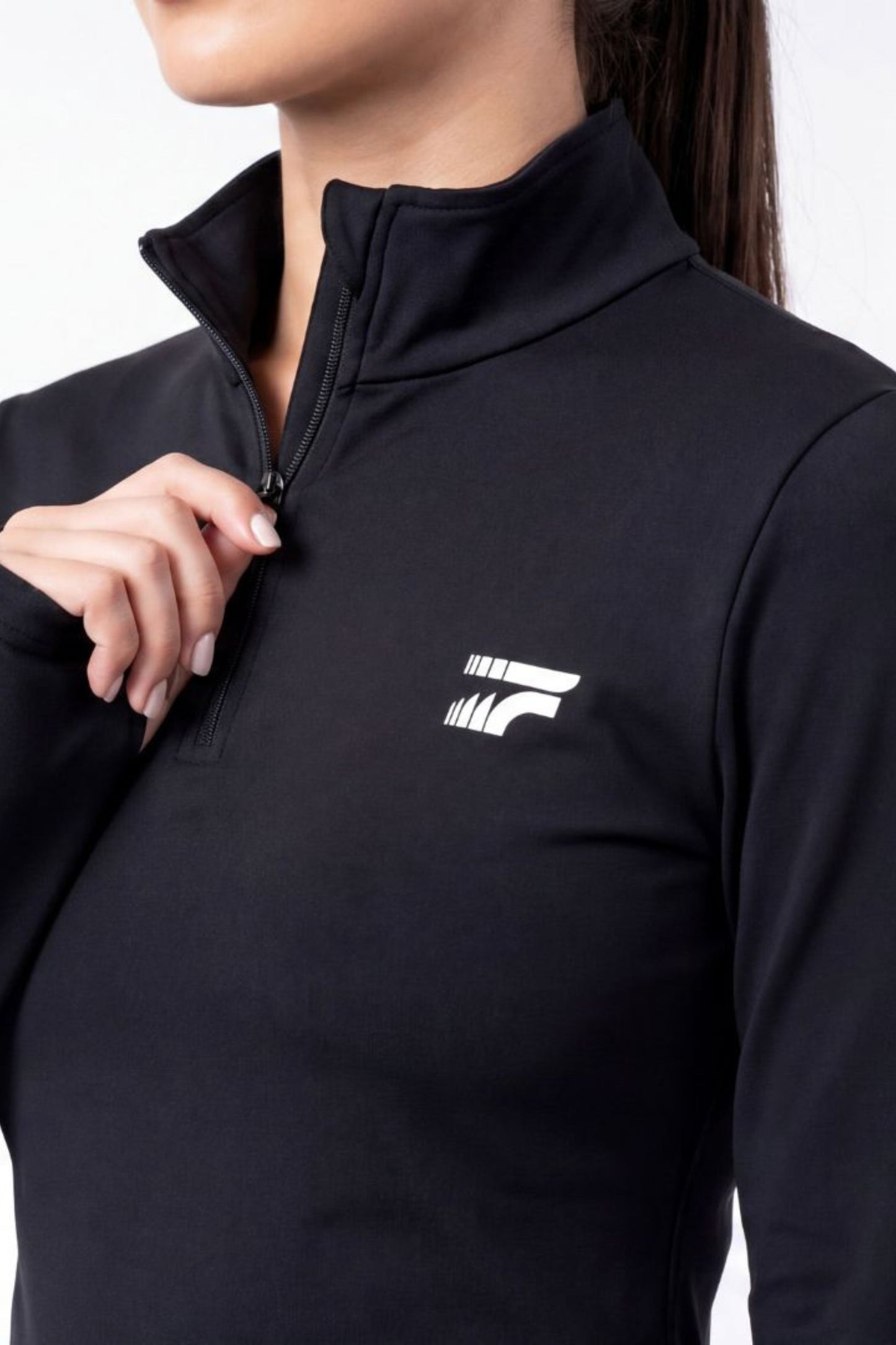 Soft Form Zip-Up Top -Black
