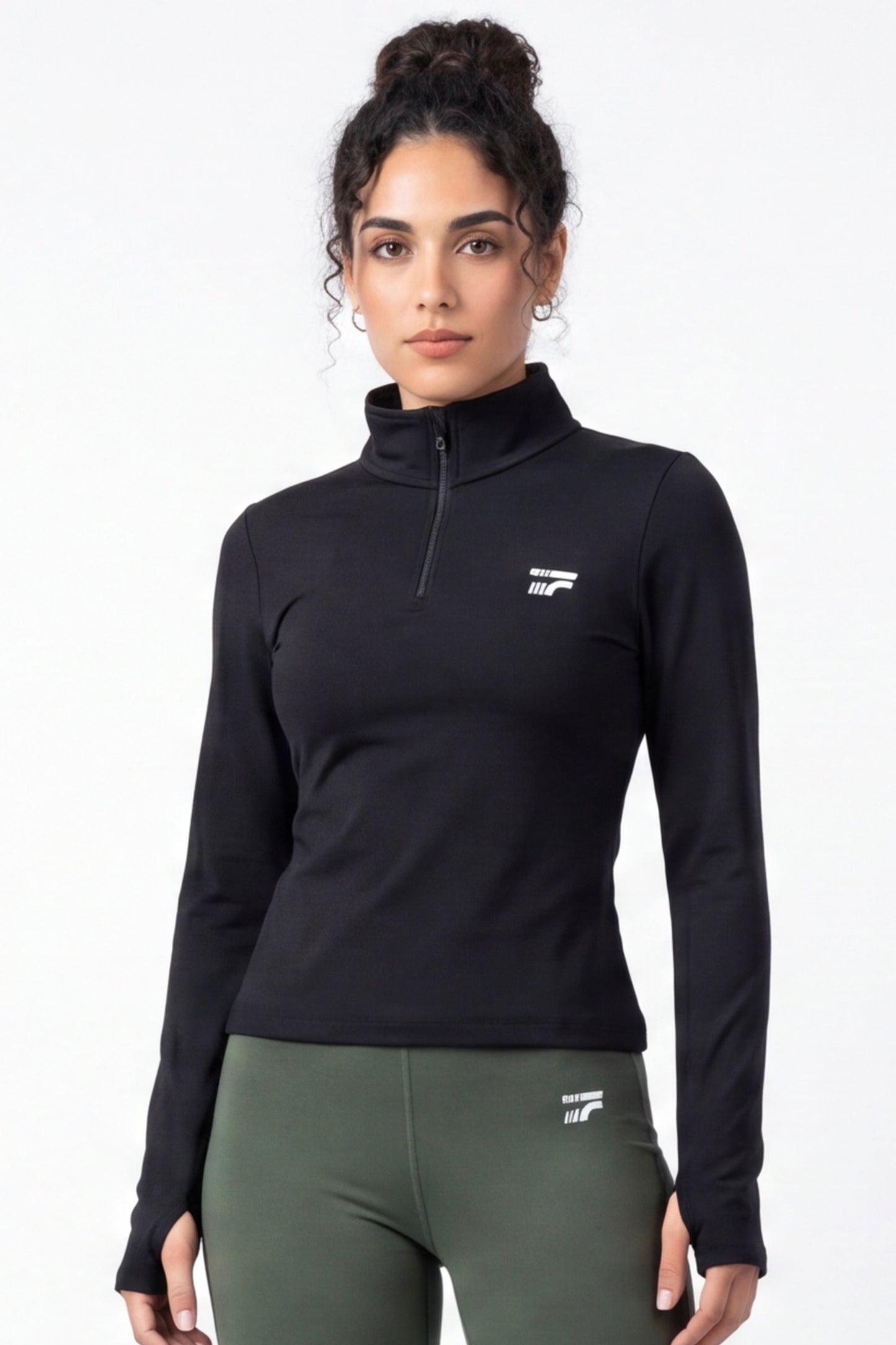 Soft Form Zip-Up Top -Black