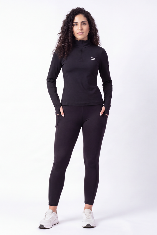 Soft Form Zip-Up Pocketed Set – Black