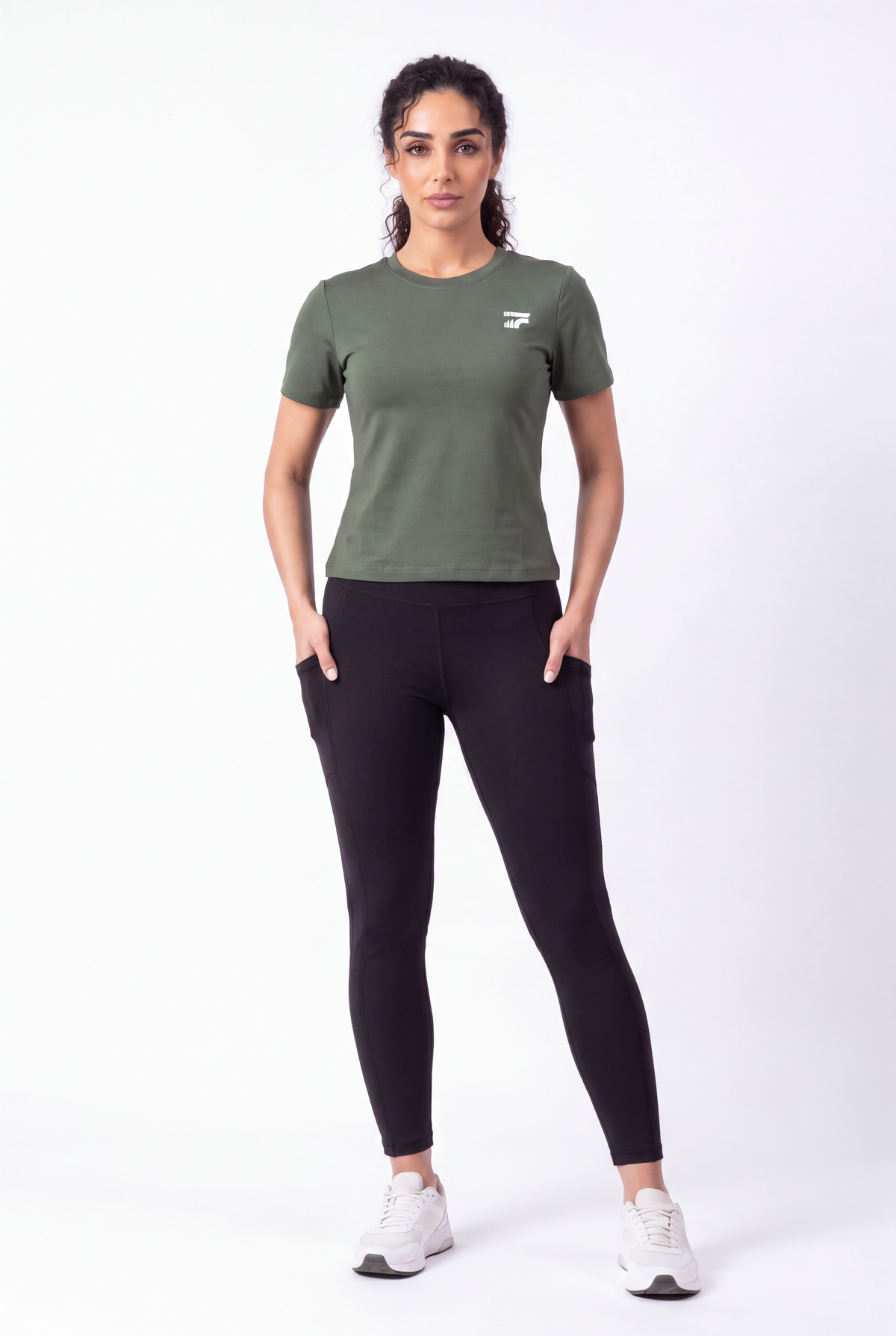 Soft Form Half Sleeve Pocketed Set – Army green & Black